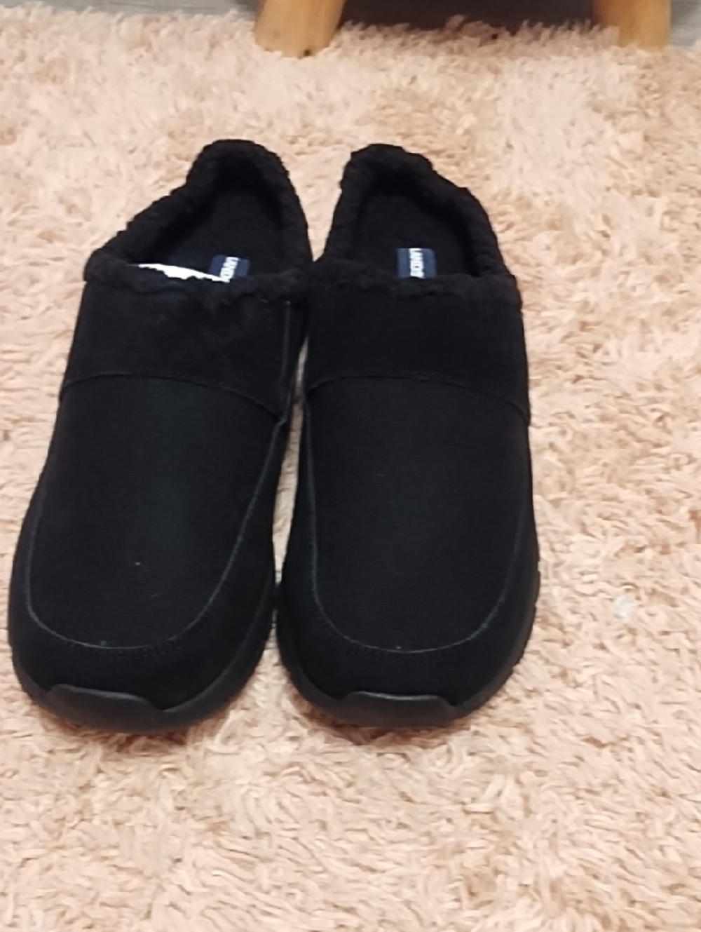 Lands' End Black Women's Slip-On Fleece-Lined Slippers